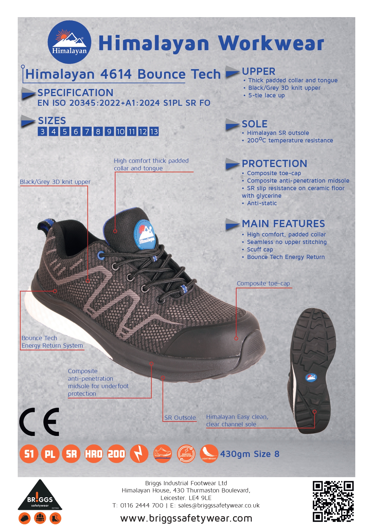 Himalayan 4614 S1PL/SR Bounce Tech Composite Black Safety Trainer