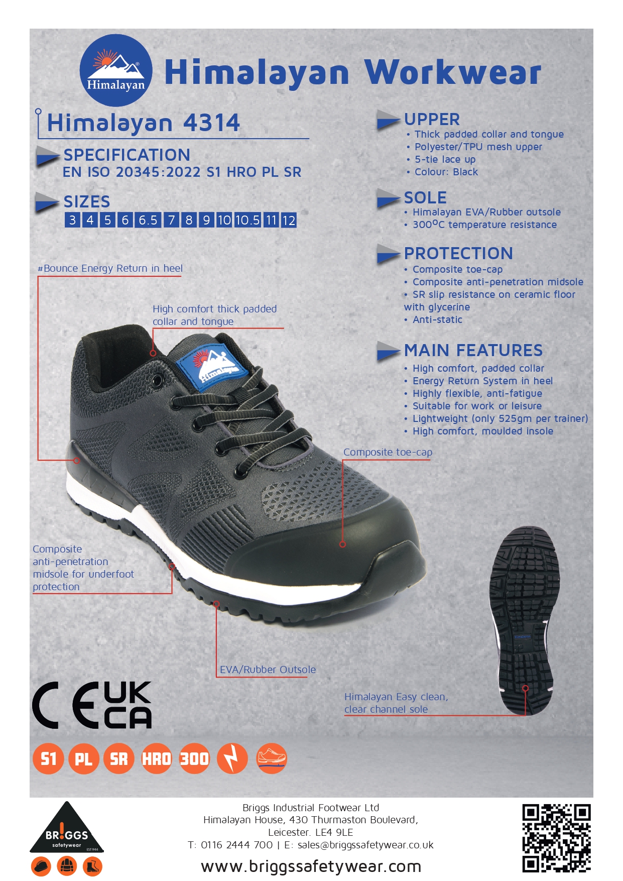 Himalayan 4314 S1/SR Bounce Composite Black Safety Trainer