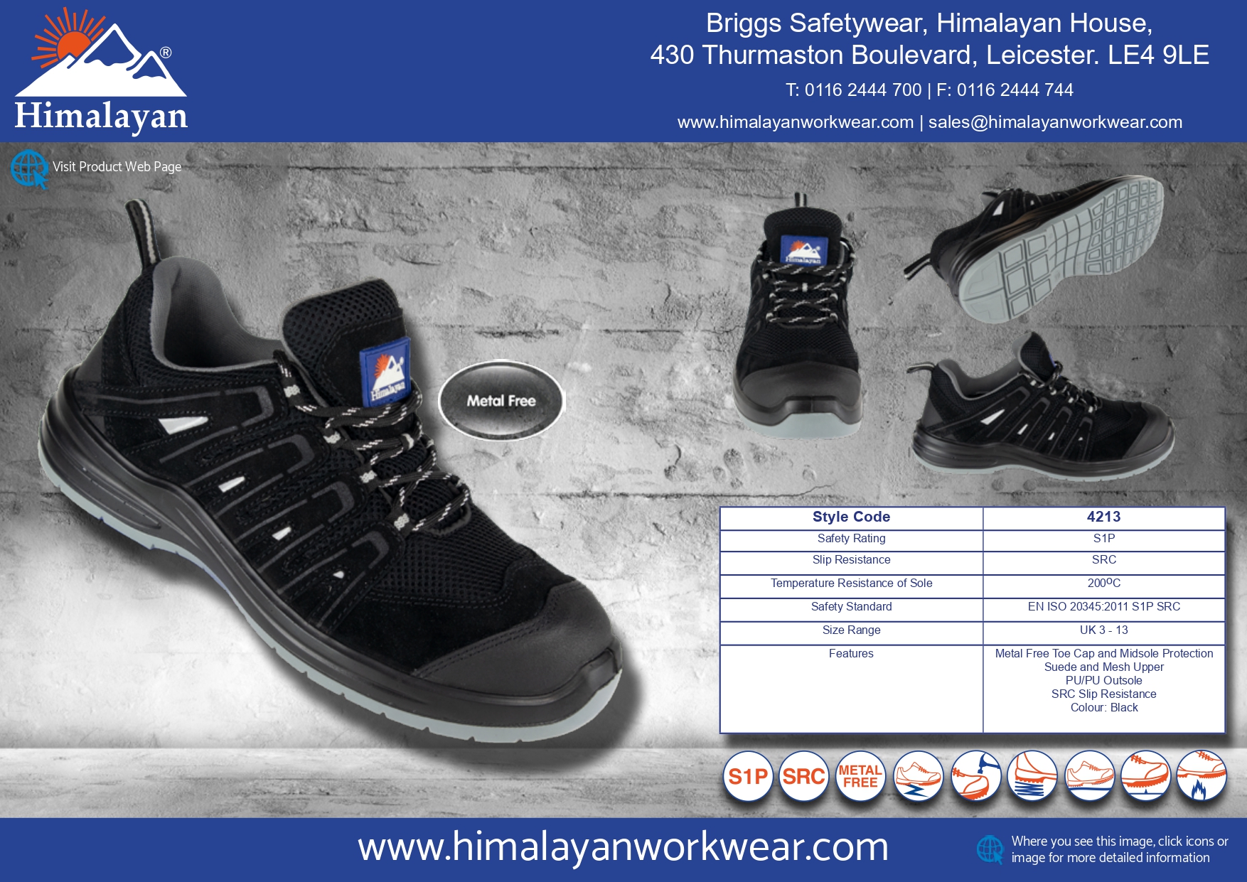 Himalayan 4213 S1P/SRC Composite Black Safety Trainer