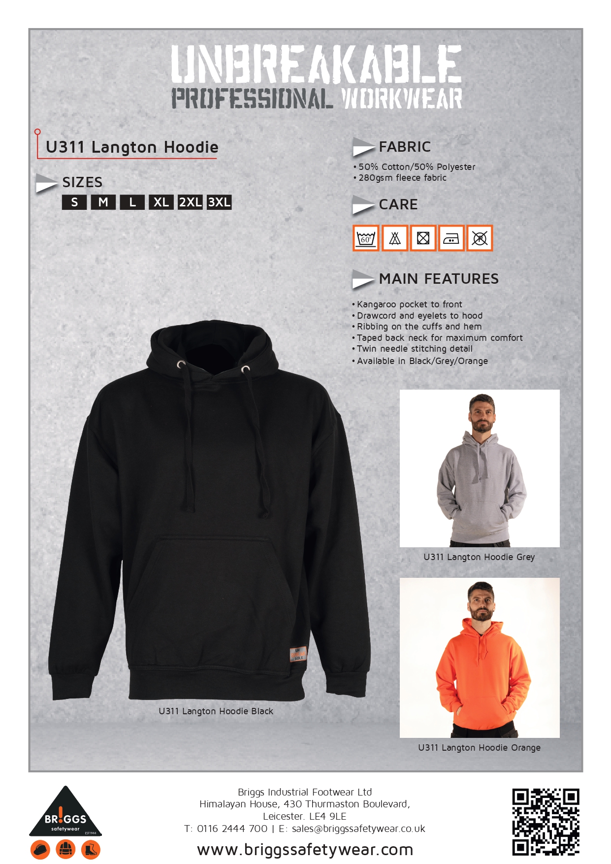 Unbreakable U311 Langton Grey Hoodie