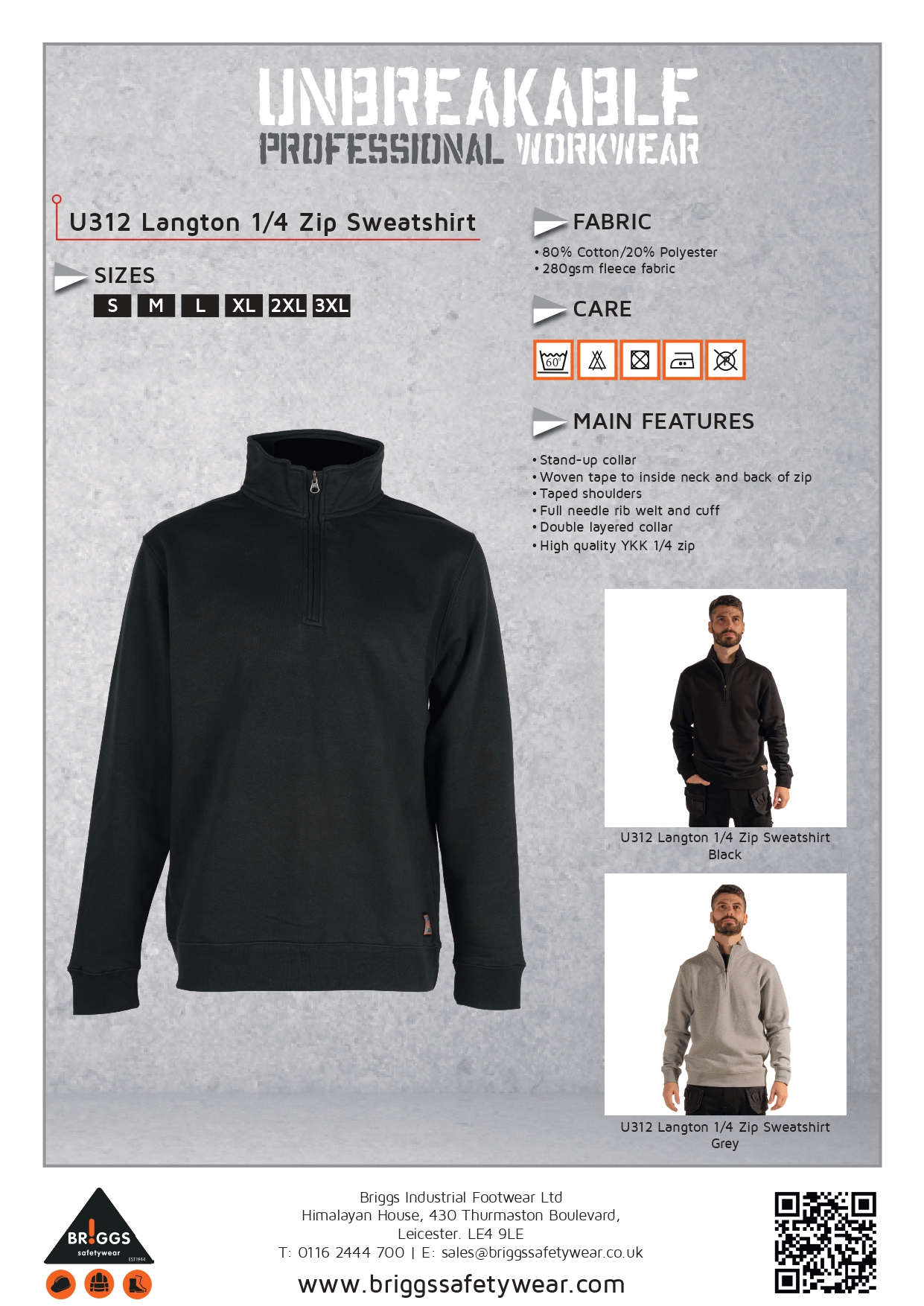 Langton 1/4 Zip Sweatshirt Black/Grey