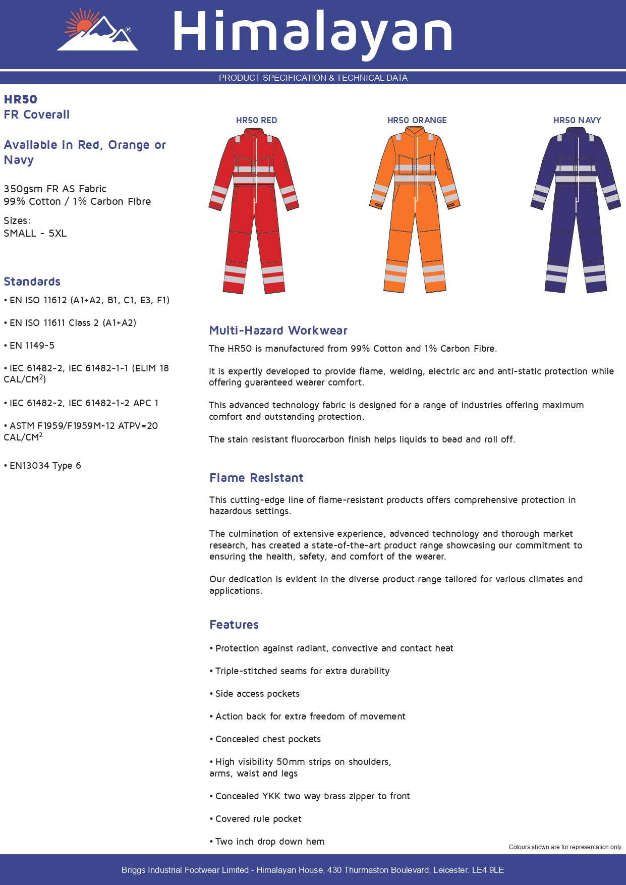 Himalayan HR50 Orange Flame Resistant Coveralls